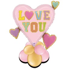 Love You Pastel HeartsAir Filled Display