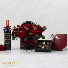 Combo Set (Wine, Red Roses & Chocolate Delight)