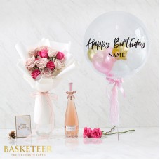 Combo Set (Flowers Bouquet Wine And Balloon)