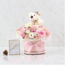 Combo Set(Flower Box And Teddy Bear)