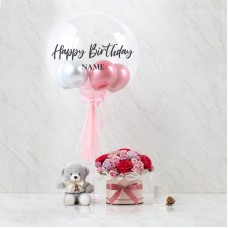 Combo Set(Flower Box, Teddy Bear And Balloon)