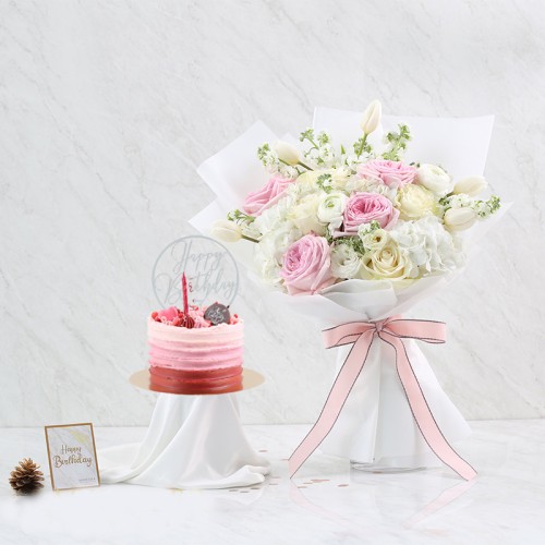 Combo Set (Cake And Flower Bouquet)