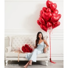 Heart Balloons & Red Roses Combo