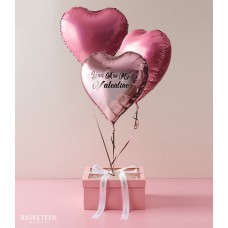 Sweet Pink Heart Balloons With Bakery Gift Box
