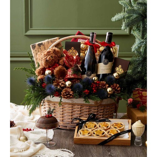 Deluxe Holiday Gift Basket with Plush Toy