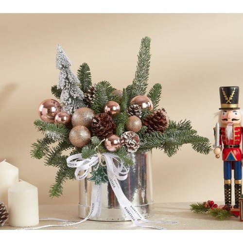 Rose Gold Holiday Pine Arrangement