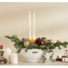 Classic White Candle Pine Arrangement