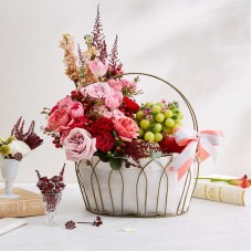 Mixed Fruits And Flowers Basket