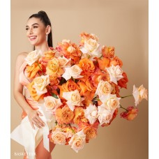 Deluxe Orange Tone Roses Bouquet