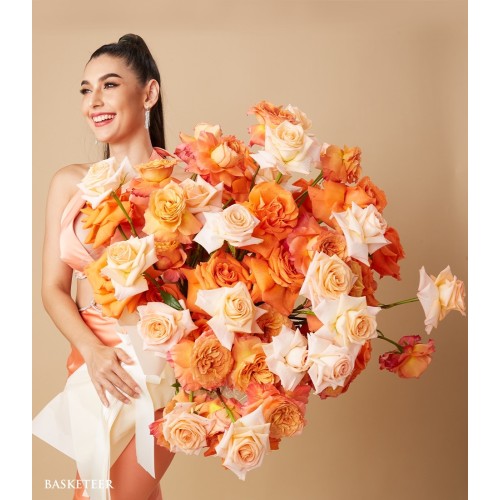 Deluxe Orange Tone Roses Bouquet
