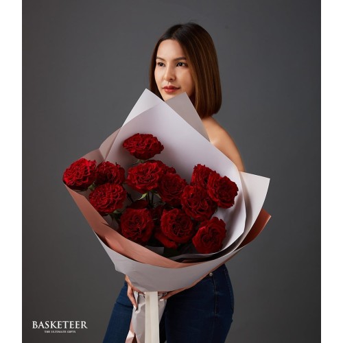 Hot Romance Tess David Austin Roses Bouquet
