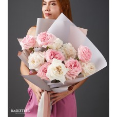 Pretty White and Pink'O hara Roses Bouquet