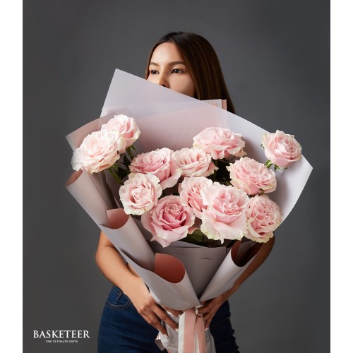 My Sweet Love Pink Mondial Roses Bouquet (Medium(8 Stem of Maine Roses))