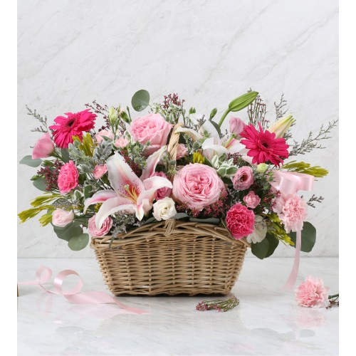 Sweet Pink Flower Basket