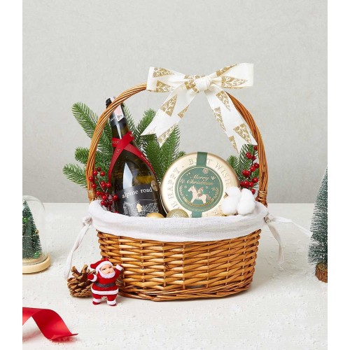 Holiday Cheers Wine Gift Basket