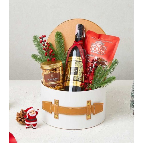 Deluxe Holiday Snacks With Wine Gift Box
