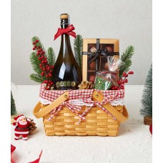 Merry Wine With Chocolate Basket