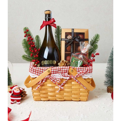 Merry Wine With Chocolate Basket