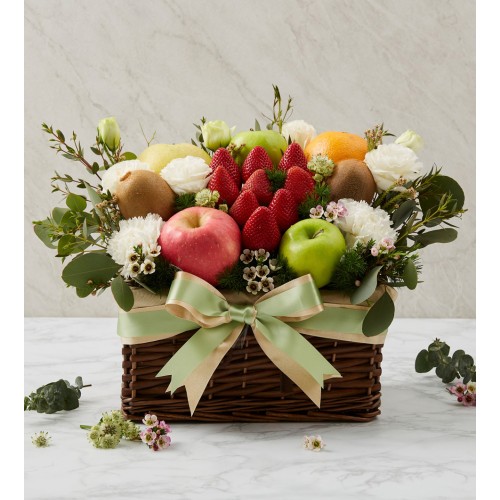 Fresh Fruits & Flowers Basket