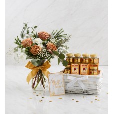 Scotch Birdâ€™s Nest Gift Basket & Flower In Vase