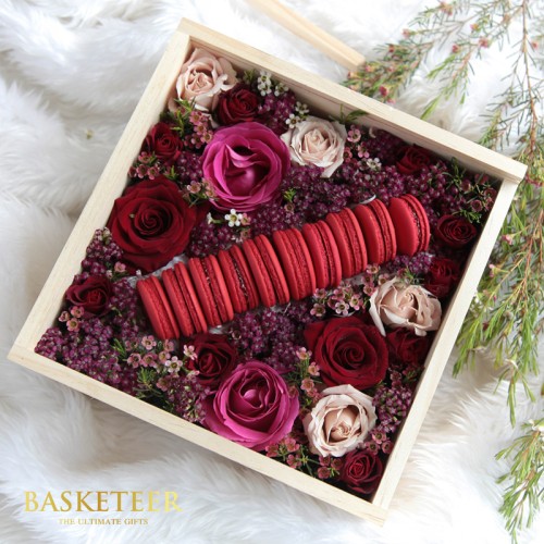 Macarons With Red Roses Of Love