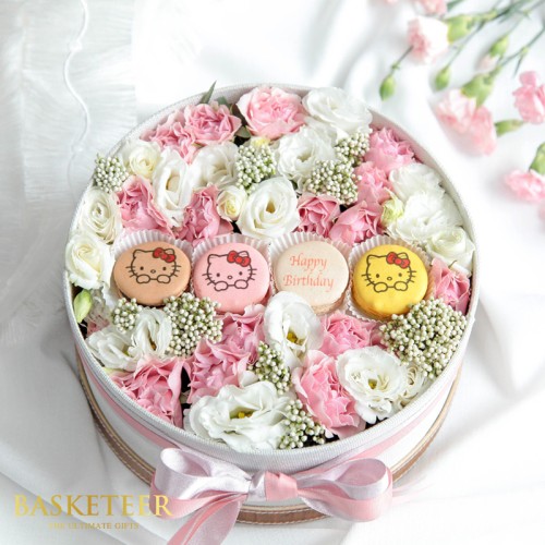 Kitty Macarons With Sweet Soft Flowers