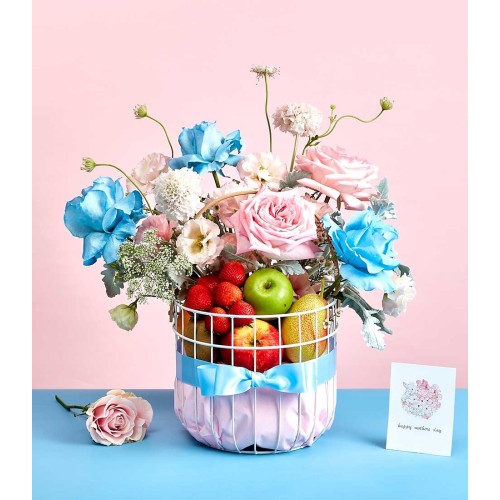 Fruit & Fresh Flowers Gift