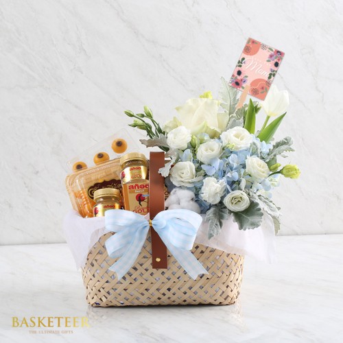 Thai Dessert With Scotch And Flowers Basket