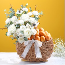 Marian Plum Fruit With Flowers Basket