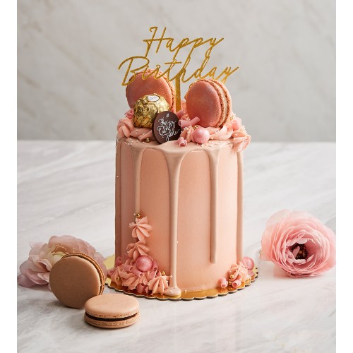 Mini cake pink nude frosting nude drips macaron chocolate sweet