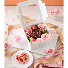 Heart Chocolate With Pink Chocolate Covered Strawberries