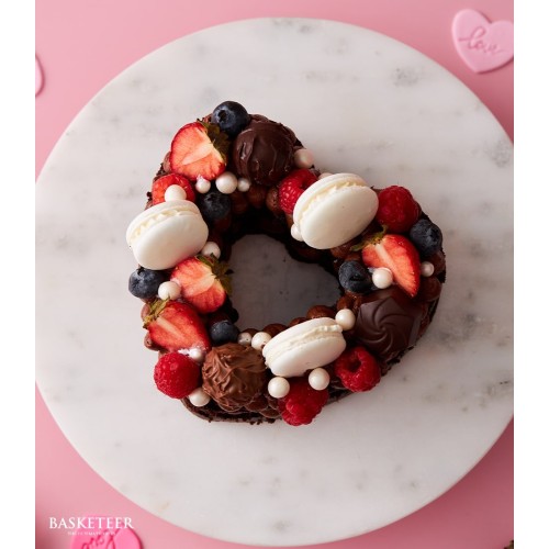 Chocolate Heart Macaron Cake