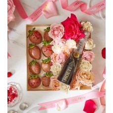 Wine & Floral Bliss with Strawberries Gift