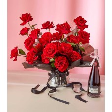 Romantic Red Roses & Wine Set