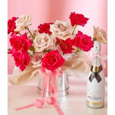 Love's Red Roses and Wine Gift
