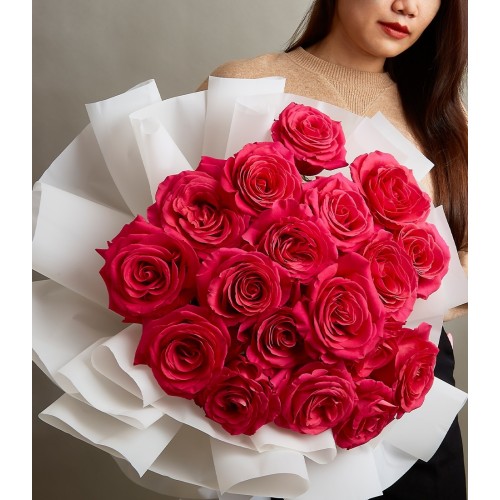 Pink Floyd Roses Bouquet (Medium(15 Stem of Maine Roses))