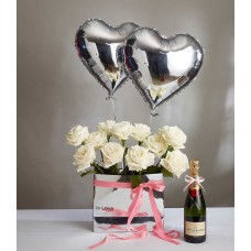 Valentine's Wine With White Playa Blanca Rose Box Set