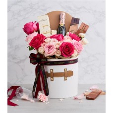 Wine & Chocolate In The Sweet Rose Garden Gift Box