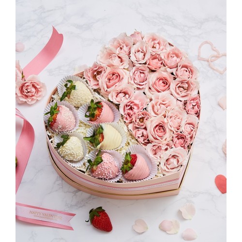 Chocolate Covered Strawberries & Sweet Roses Gift Box
