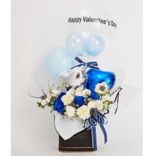 Blue Balloons Roses Gift