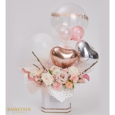Enchanting Blossom Elegance with Sweet Pink Balloons Gift