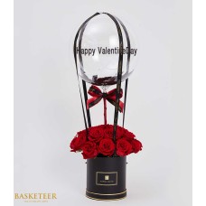 Balloon & Red Roses Box