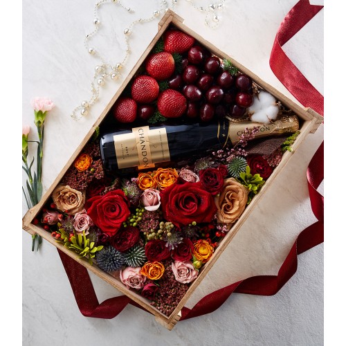 Red Elegant Wine with Flowers