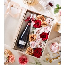 Classic Wine And Flowers Gift Box