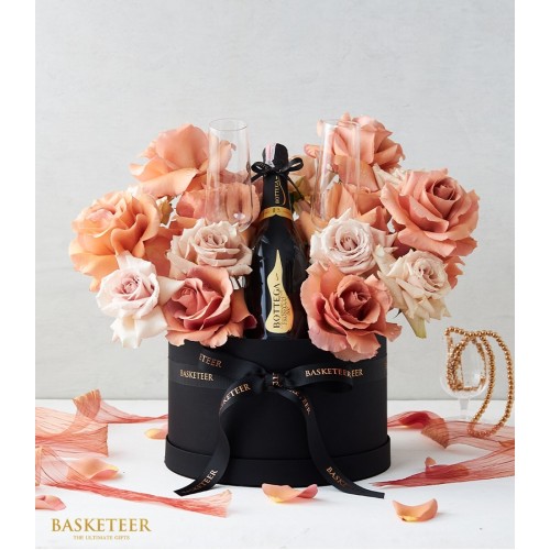 Black Elegance with Peachy Delight Valentine's Day