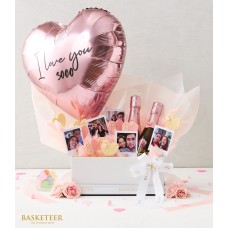 Pink Heart Balloon & Sweet Wine Gift Set