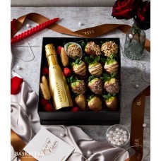 Gold Wine Chocolate Strawberries Box