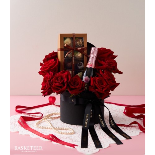Lover's Roses and Wine Gift