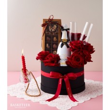 Romantic Red Roses and Wine Gift
