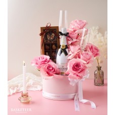 Wine & Chocolate Pink Roses Gift